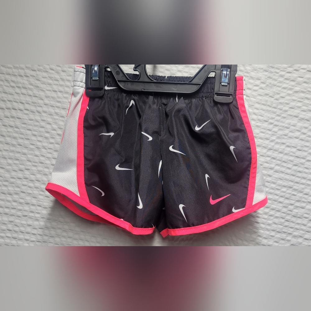 Nike Kids Black Shorts with Pink and White Accents